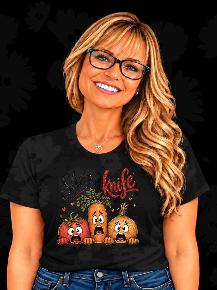 She’s Got a Knife Funny Vegetable Halloween Tee
