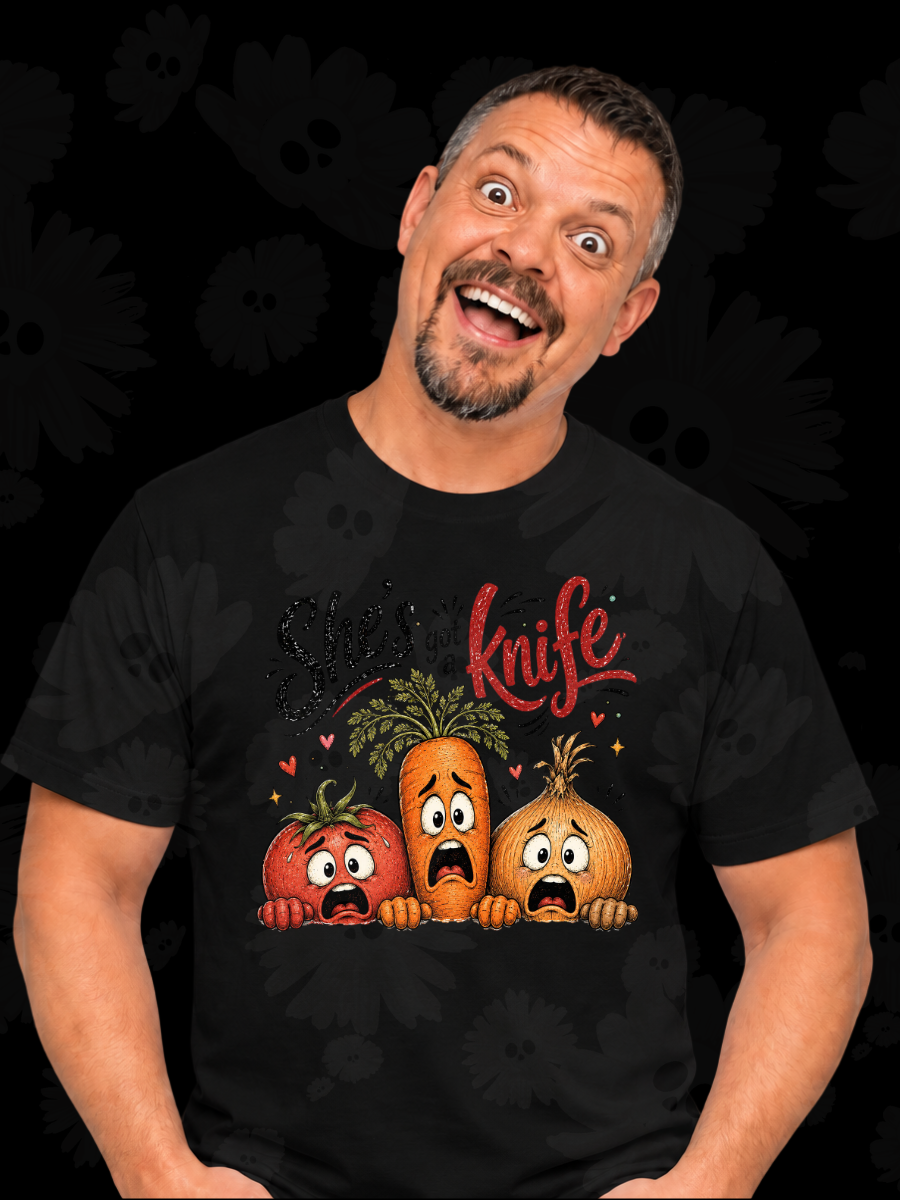 She’s Got a Knife Funny Vegetable Halloween Tee