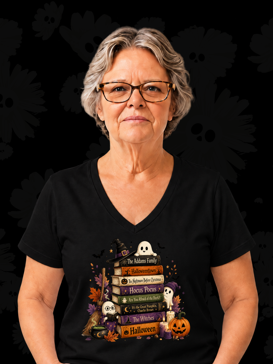 Spooky Classics Halloween Book Stack Tee