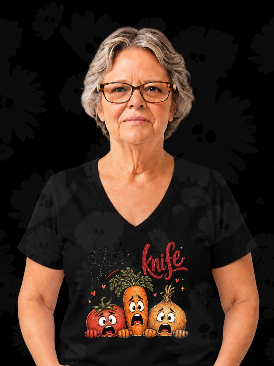 She’s Got a Knife Funny Vegetable Halloween Tee