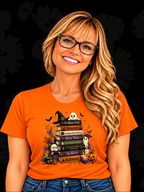 Spooky Classics Halloween Book Stack Tee