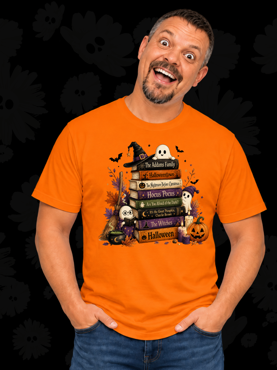 Spooky Classics Halloween Book Stack Tee