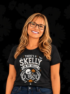 There’s a Skelly in My Belly Pregnant Skeleton Halloween Tee