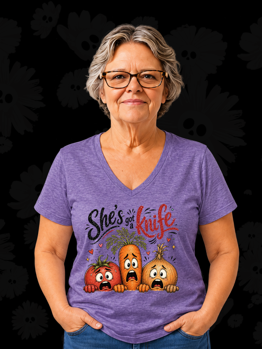 She’s Got a Knife Funny Vegetable Halloween Tee