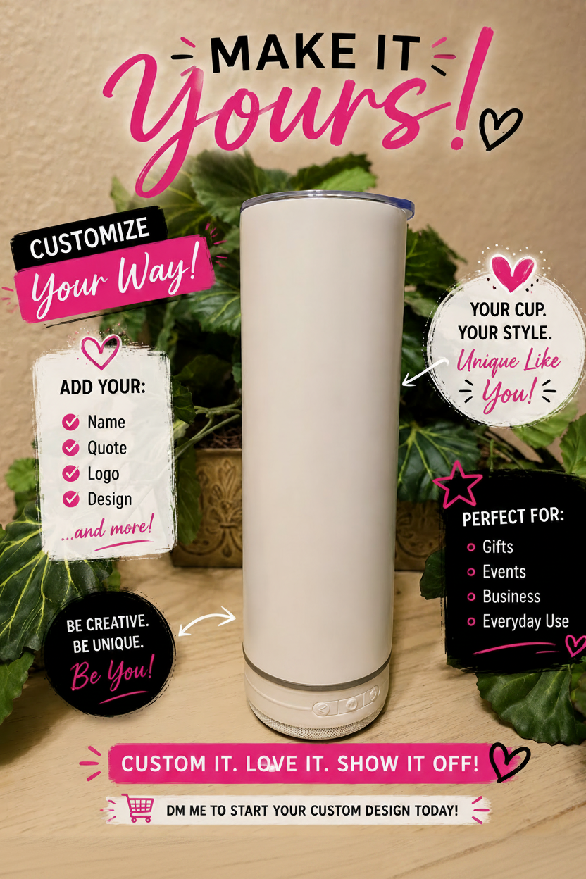 Bluetooth Speaker Tumbler — YOUR Design, YOUR Color, YOUR Way! 🔊