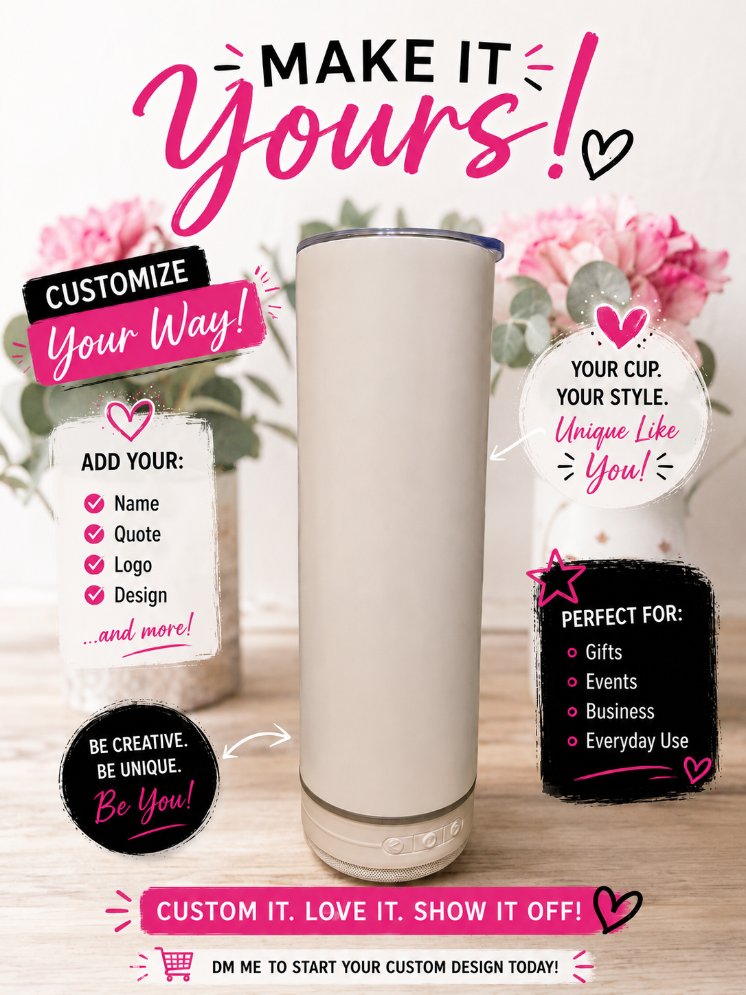 Bluetooth Speaker Glow Tumbler — Any Photo, Any Design, YOUR Way! 🔊