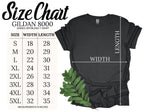 Gildan 8000 DryBlend Unisex Size Chart - S through 5XL