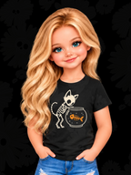 Mini Me Skeleton Cat Halloween Tee for Kids & Toddlers