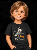 Mini Me Skeleton Cat Halloween Tee for Kids & Toddlers