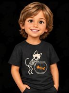 Mini Me Skeleton Cat Halloween Tee for Kids & Toddlers