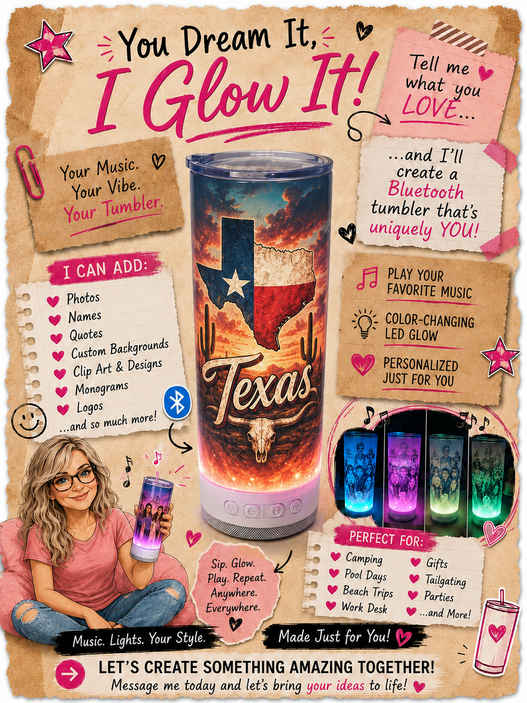 Totally Custom Built Glow Bluetooth Speaker Tumbler — YOU Dream It, I Build It! ✨